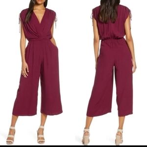 GAL Meets Glam Luella Ruched Shoulder Crop Wide Leg Jumpsuit